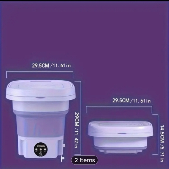 Compact Foldable Washing Machine in Purple - Picture 3 of 10